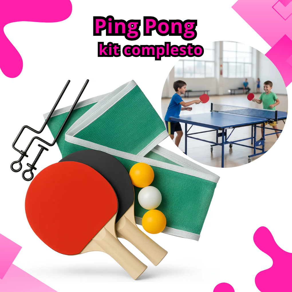 1/2 de kit Ping Pong Tênis de Mesa C/ 2 Raquetes 
