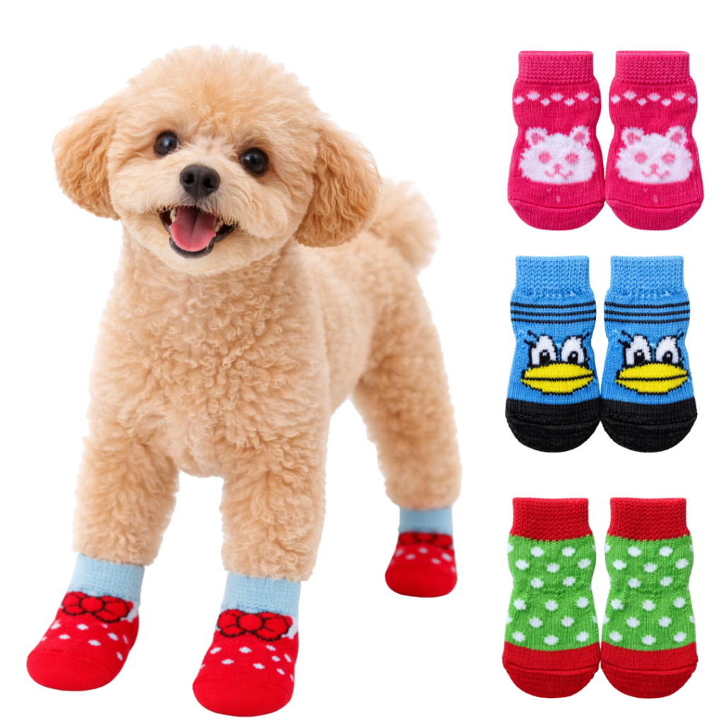 Kit 4 Meias Antiderrapante Pet para Cachorro e Gat