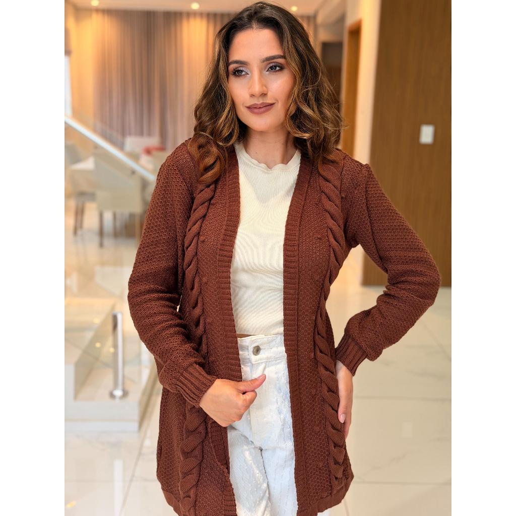 Casaco Cardigan Feminino Tricot Elegante Atempor