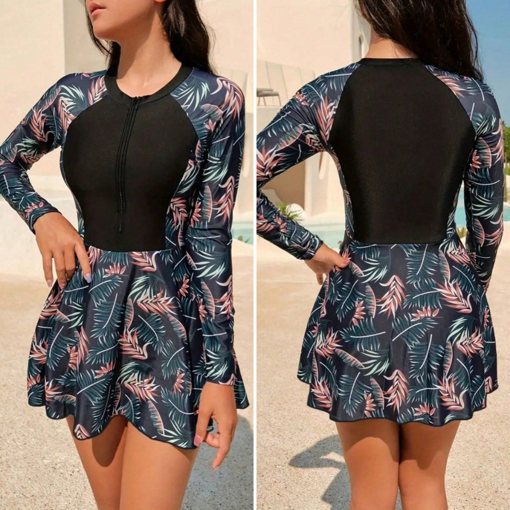Conjunto Maiô De Praia Feminino Estampa De Planta