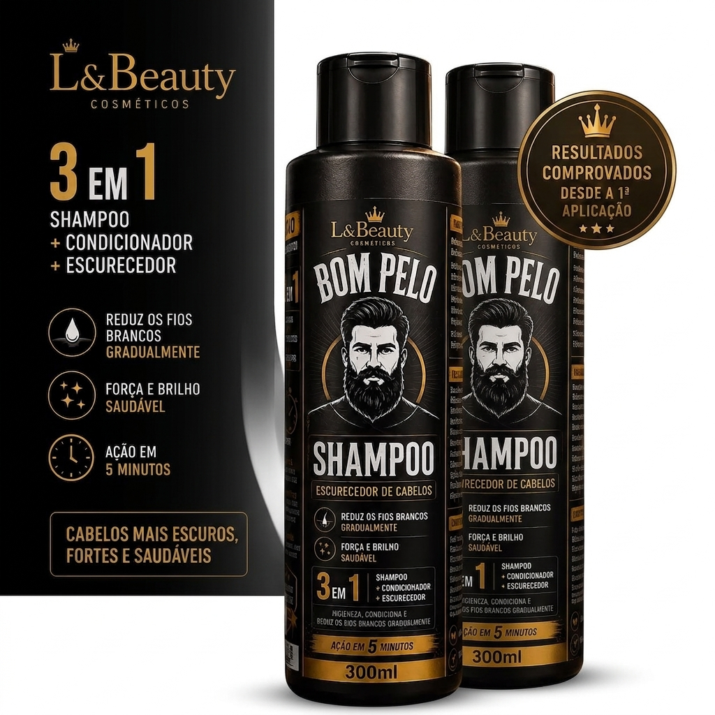 Shampoo Escurecedor Cabelo Barba Bom Pelo Preto Ti