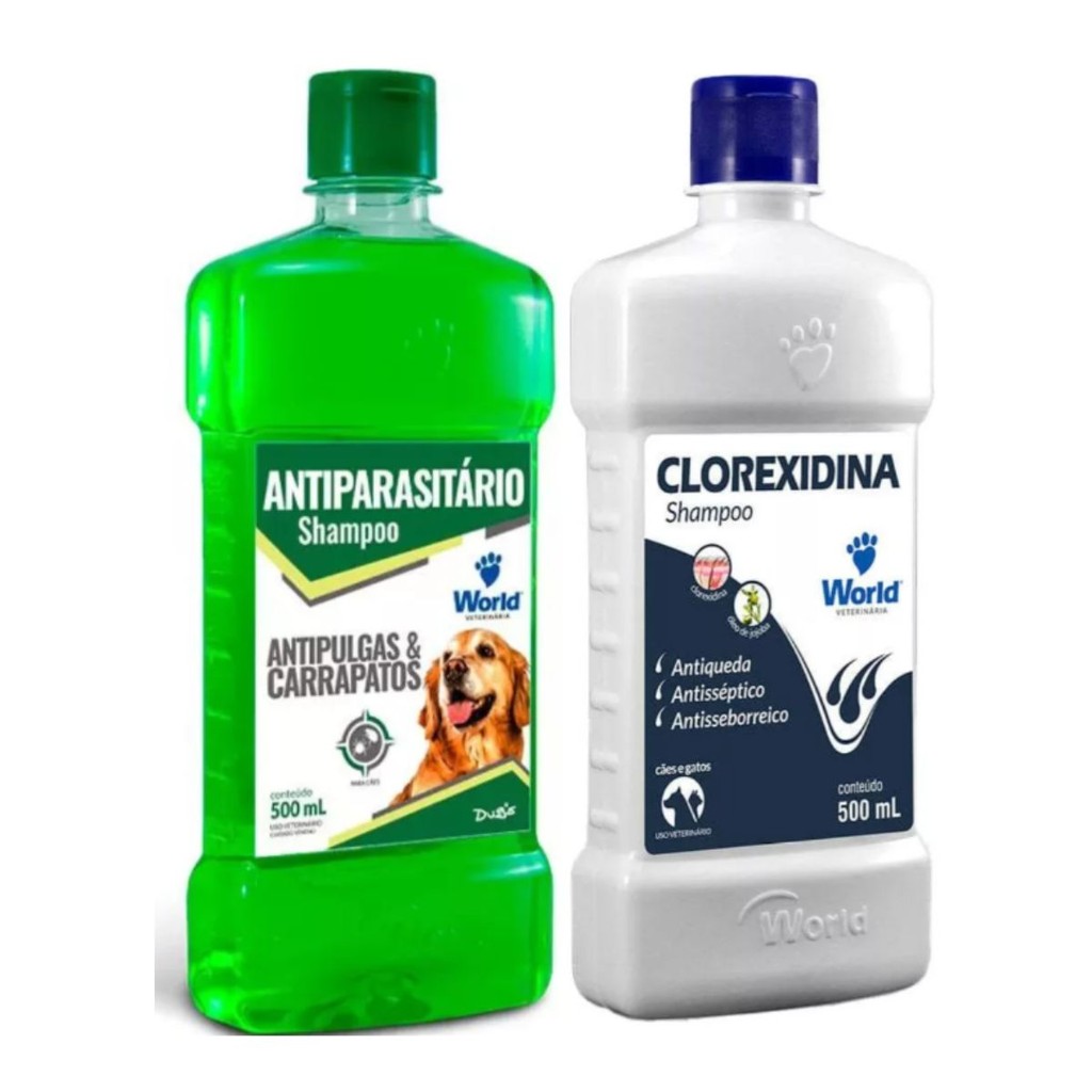 01 Shampoo Clorexidina 01 Antiparasitário Shampoo