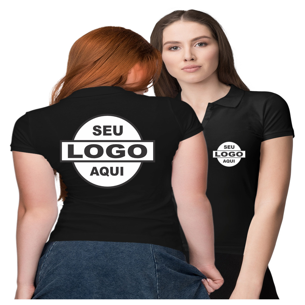 Camisa Blusa Polo Feminina com Logo Estampado no P
