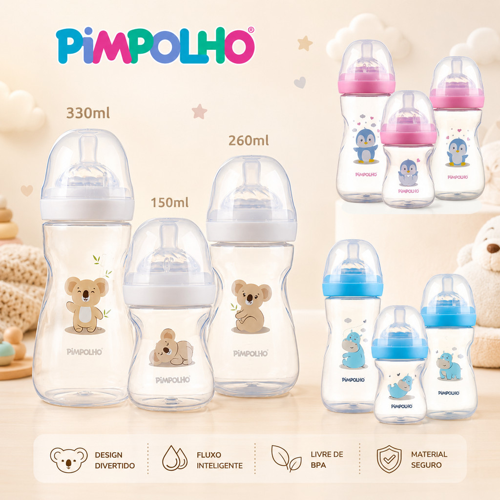 Mamadeira Infantil Pimpolho Anticólica livre BPA 