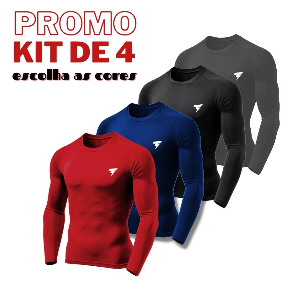 KIT 4 Camisa Térmica Proteção UV 50+ Camiseta S