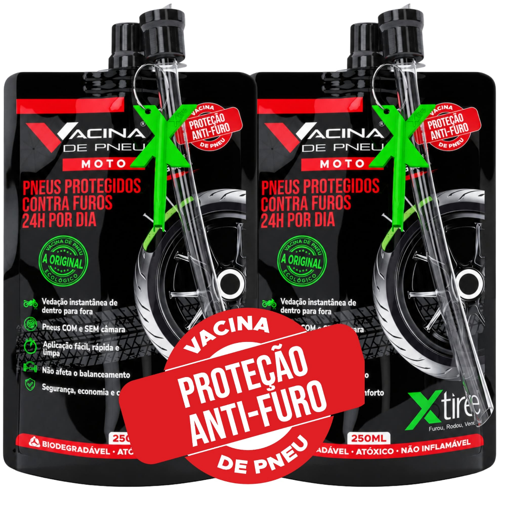 Kit 2 unidades Vacina de Pneu moto Xtire P/ Pneus 
