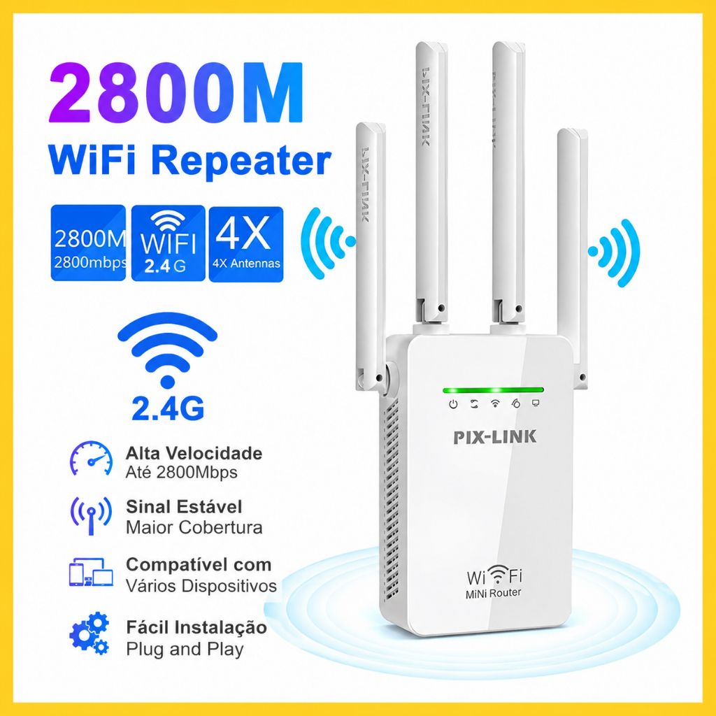 Repetidor de Sinal Wi-Fi Roteador Wireless 2.4G Se