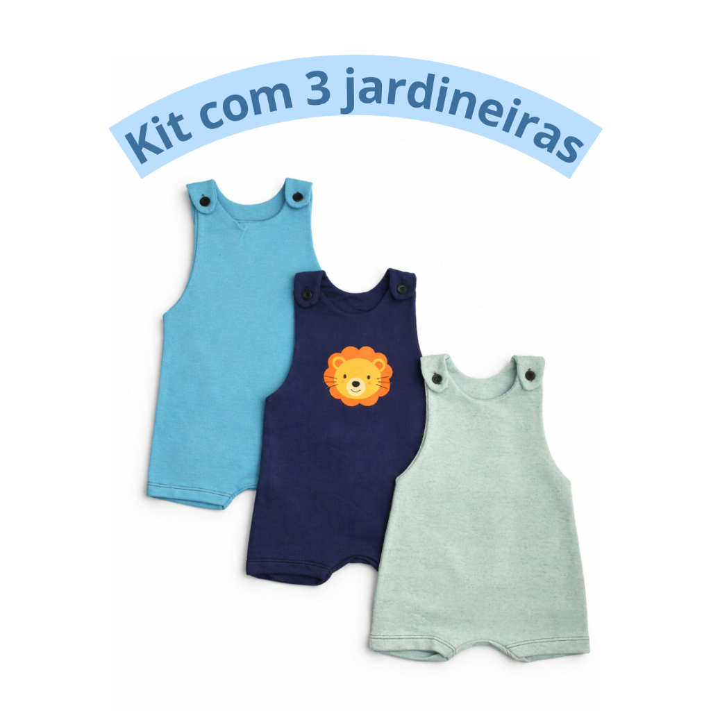 JARDINEIRA MENINO: Kit 3 Jardineiras Bebe Infantil