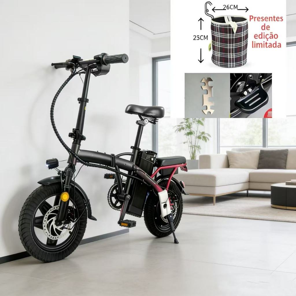 OFERTA Bicicleta Elétrica NUDA 48V Dobrável par