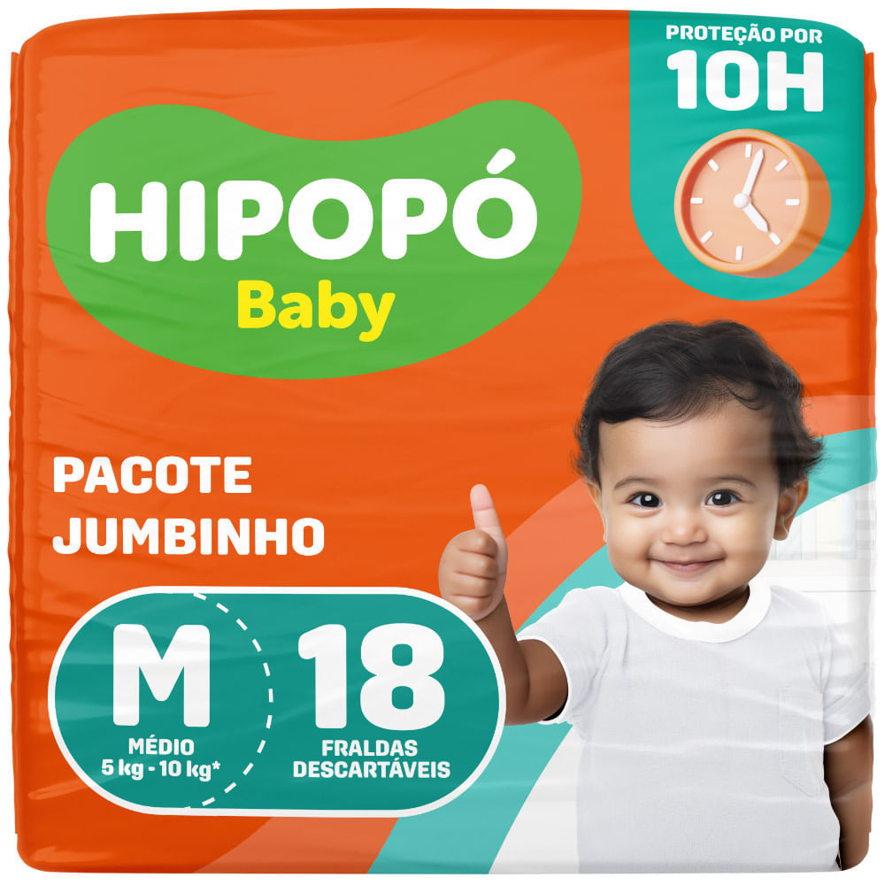 Fralda Hipopó Baby Tamanho M Pacote Jumbinho 18 U