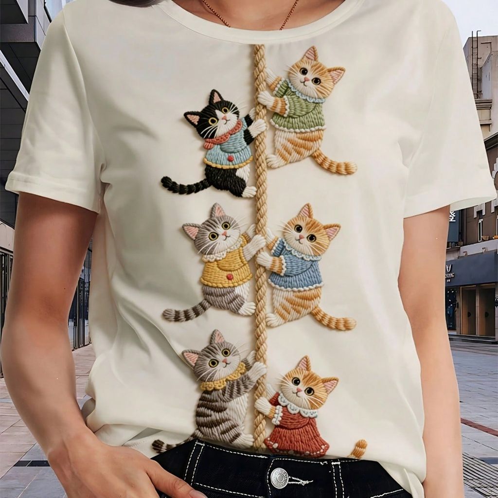 Camiseta Blusa Feminina Manga Curta Estampa De GAT
