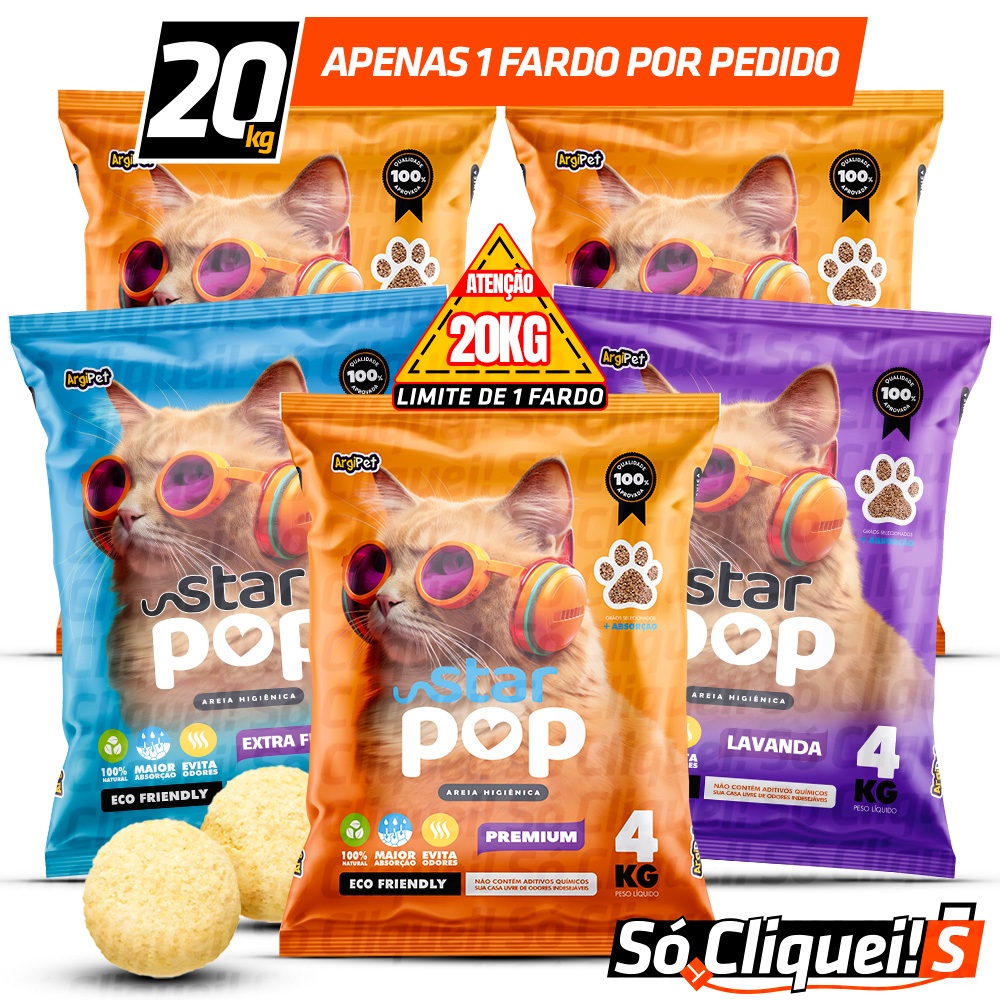 Kit 5 Pacotes Areia Higiênica de Gato Granulado S