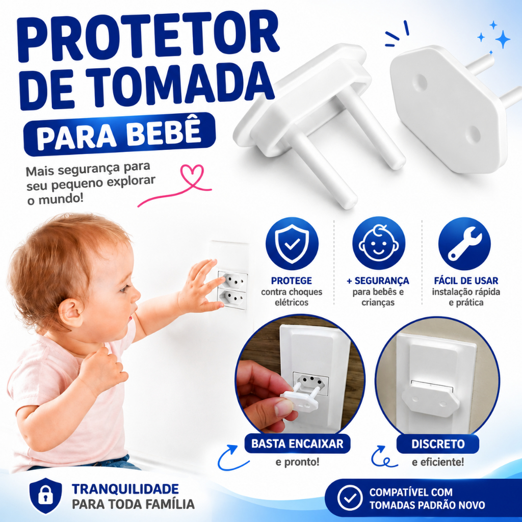 Kit com 10/20/30 Protetor de Tomada Para Bebê/ Cr