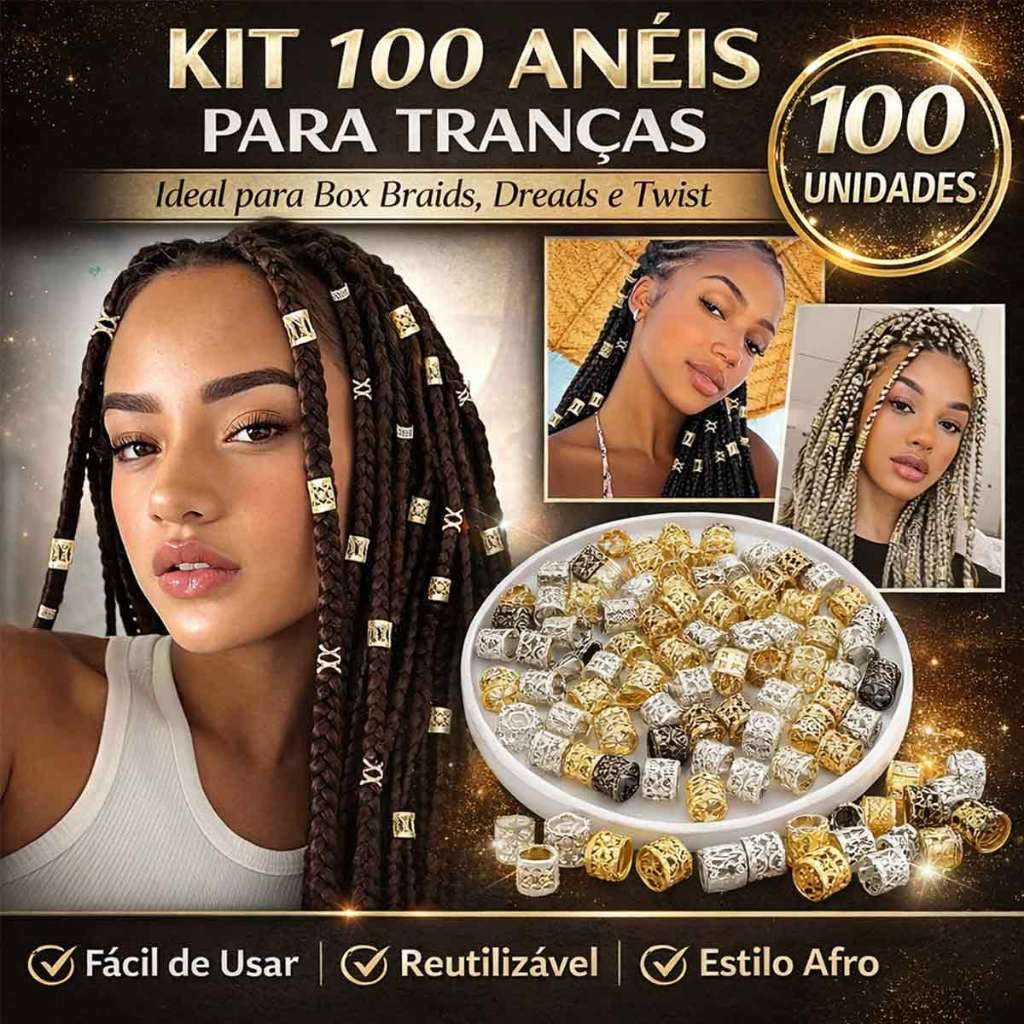 Kit 100 Anéis de Alumínio para Tranças Box Brai