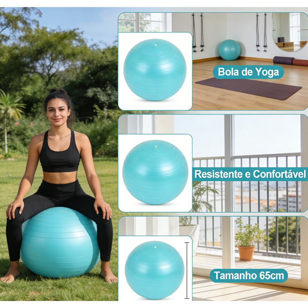 55-65cm Sports Yoga Pilates Fitness Ball com bomba