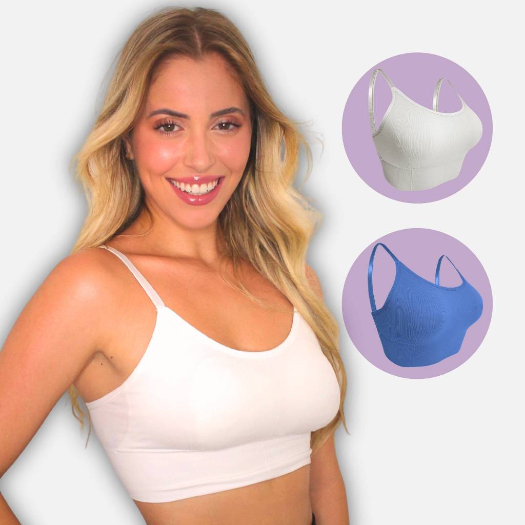 KIT 2 Sutiã Top Alça Fina Com Bojo Academia Blue