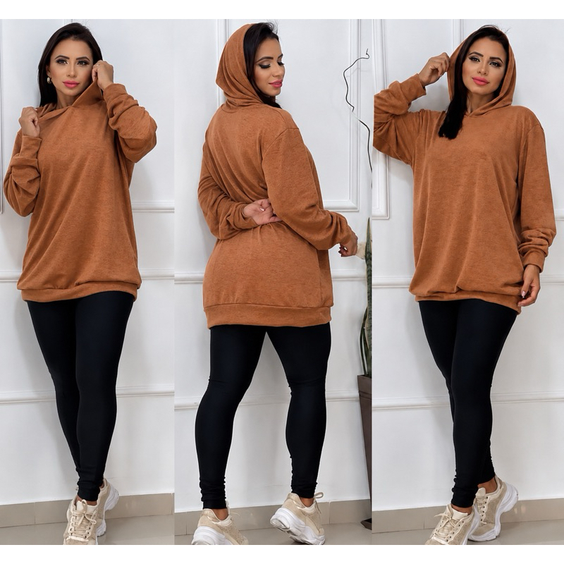 Blusão Feminino Lanzinha Oversized Com Capuz Inve