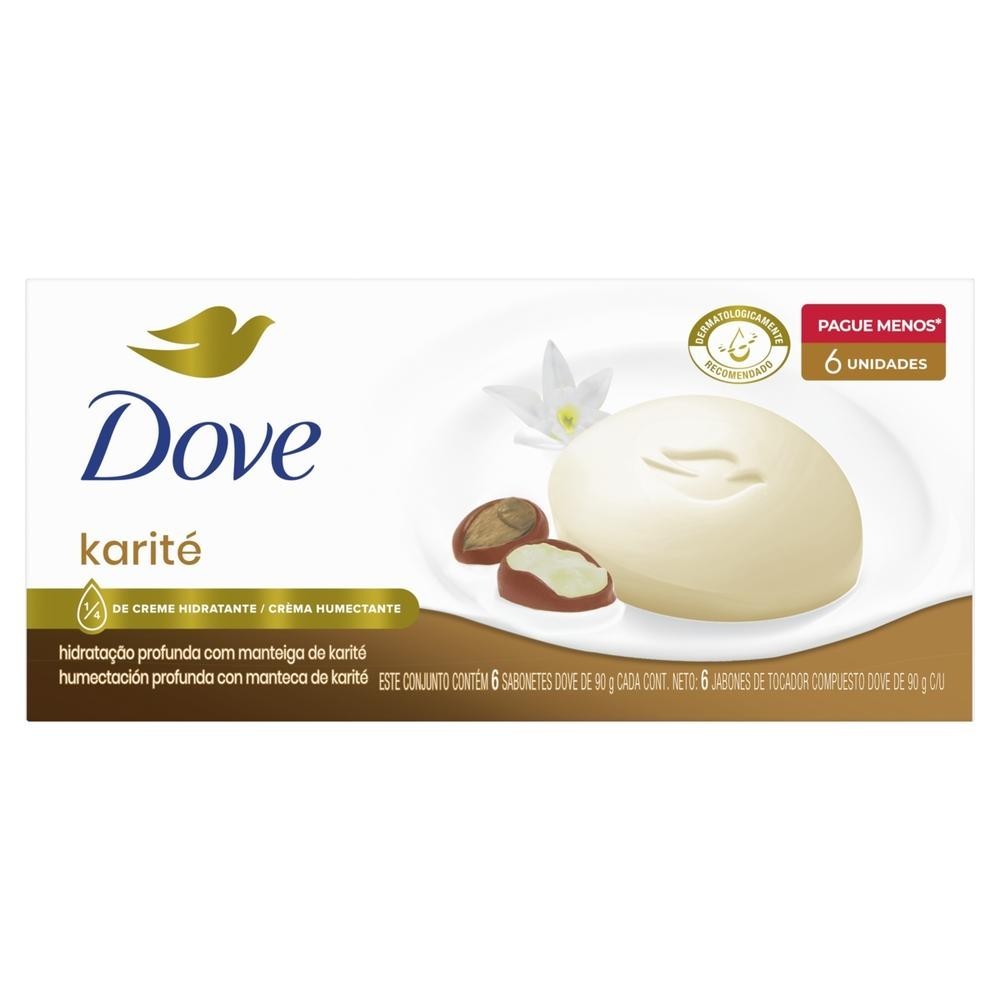 Kit Sabonete Barra Dove Karite E Baunilha 90g Com 