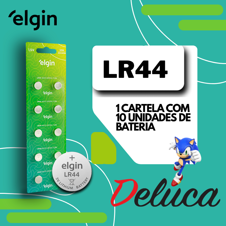 Elgin LR44/A76/LR1154/AG13  1,5 V Cartela c/ 10 El