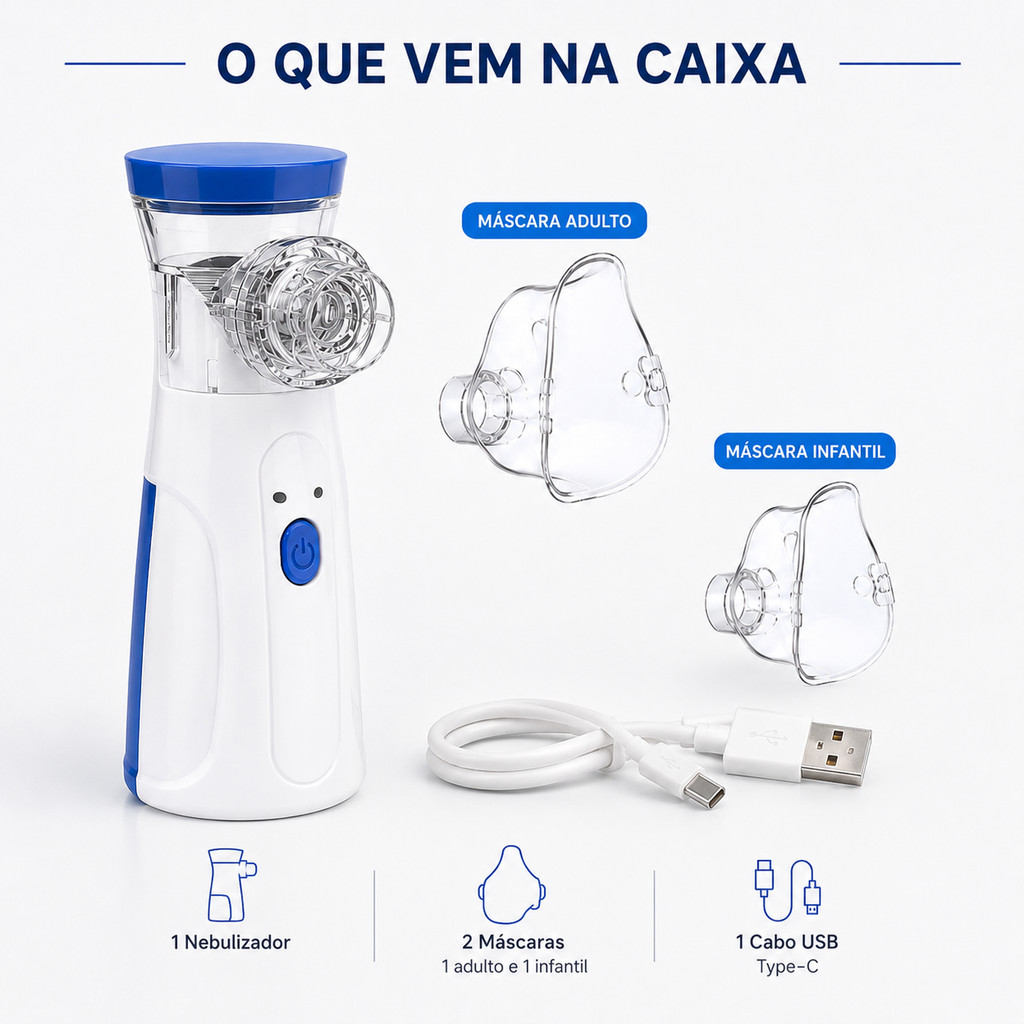 Nebulizador Portátil Mesh Silencioso Recarregáve
