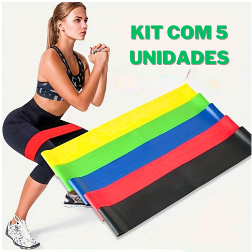 Kit 5 Faixas Mini Band Elásticas Para Exercícios