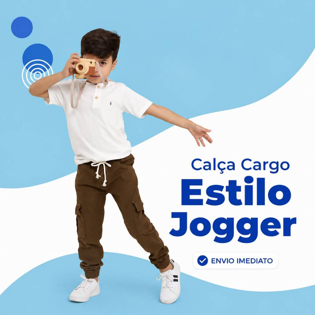 Calça Cargo Infantil Masculina Calça Cargo Brim