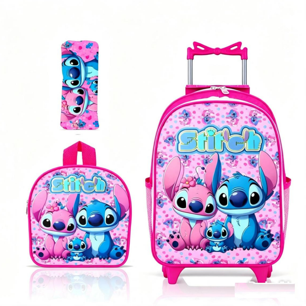 Kit Mochila Escolar Infantil  Carrinho Rodinhas  L