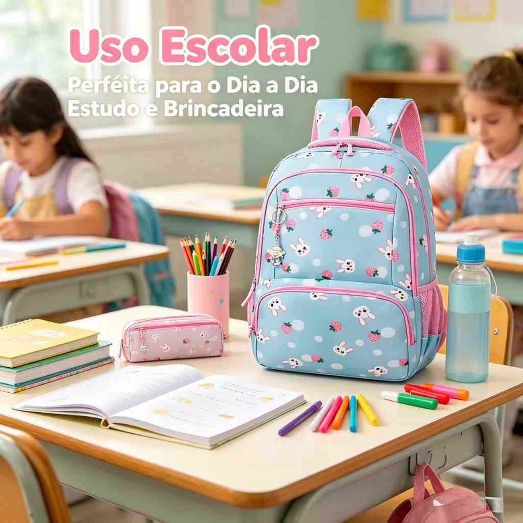 Mochila Infantil Reforçada para Escola com Estamp