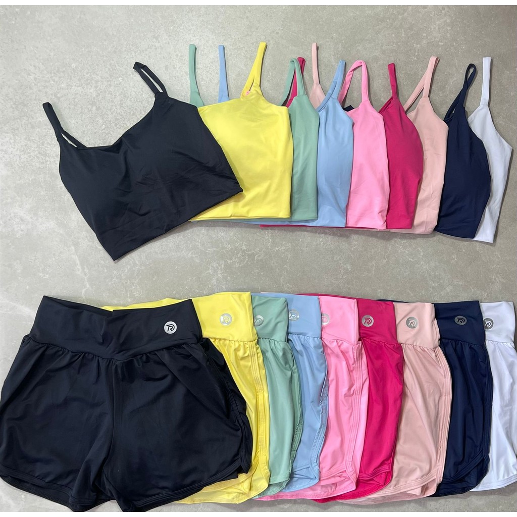 Conjunto Short Duplo+Top Alcinha Com Bojo Para Tre