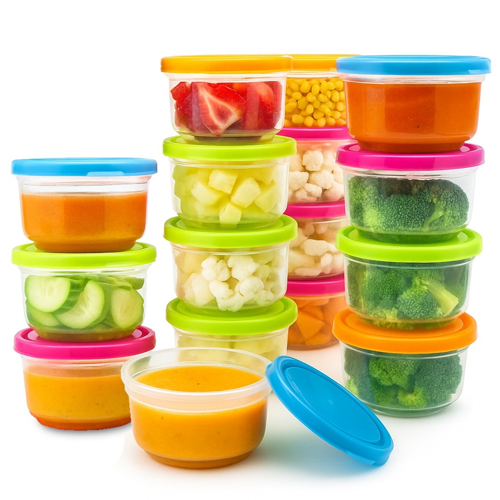Kit Mini Potes Com Tampa Congelar Papinha Frutas L