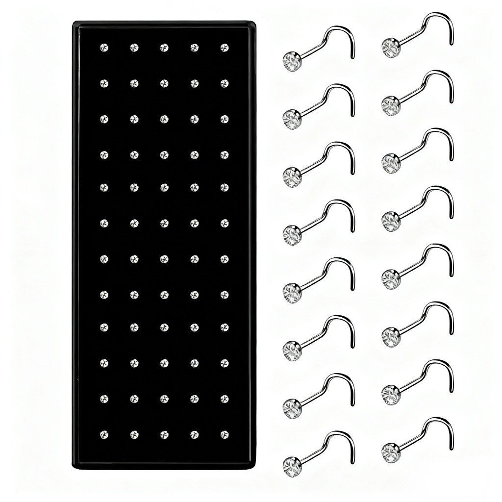 Kit  40/80 Piercing de Nariz Cristal Dobrar/Reto/A