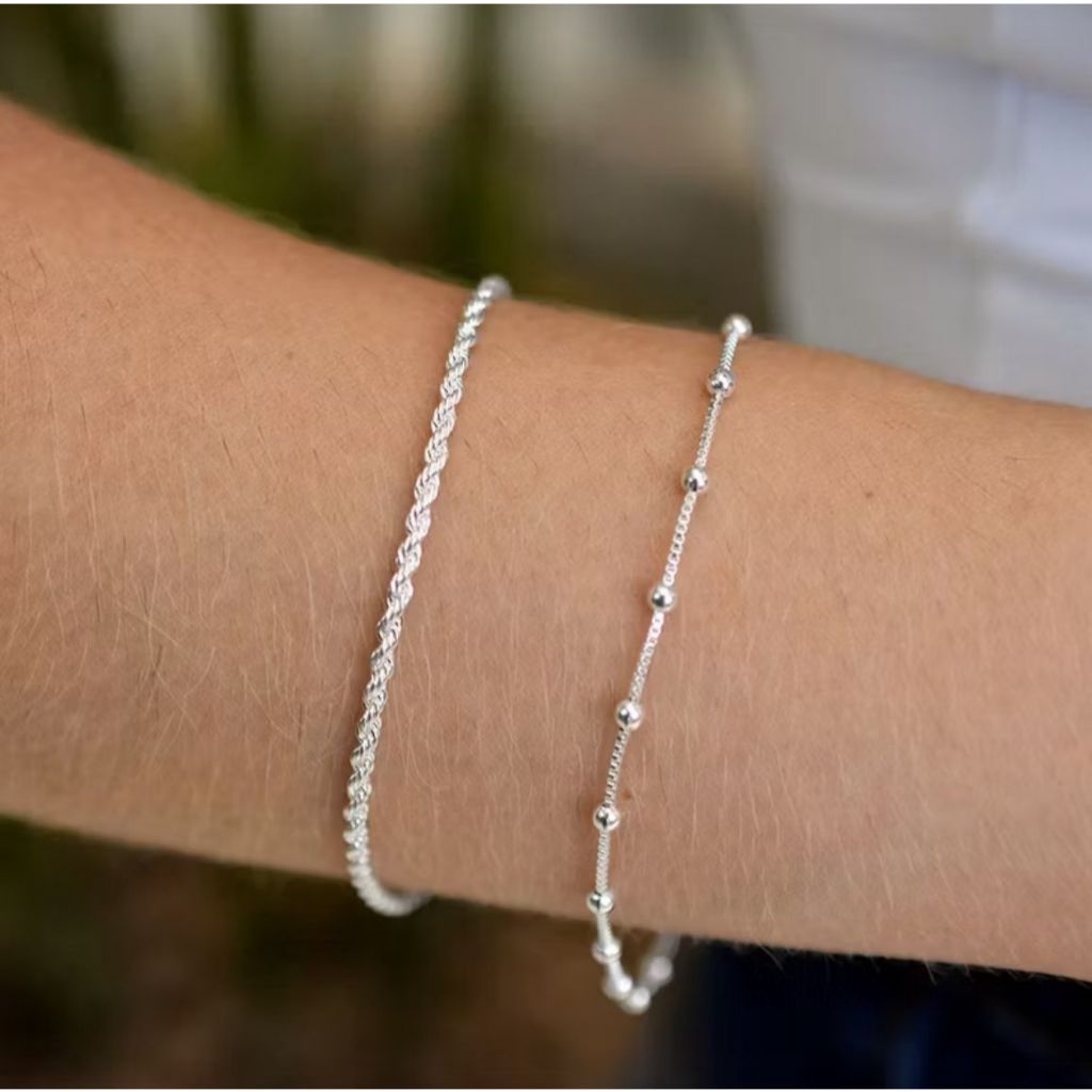 Kit 02 Pulseiras Folheadas a Prata 925 Elo venezia