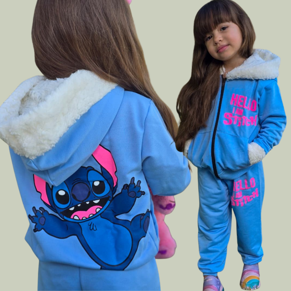 Conjunto Stitch Menina Inverno de Moletinho  com Z
