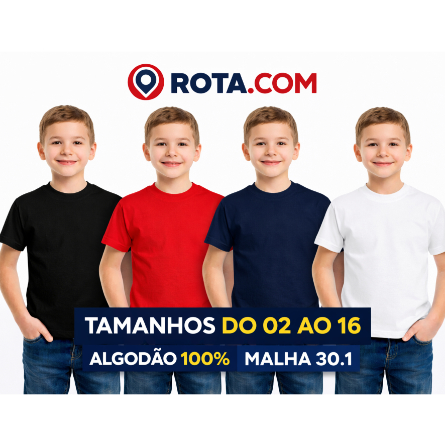 Camiseta infantil Lisa 100% algodão, Camisa infan