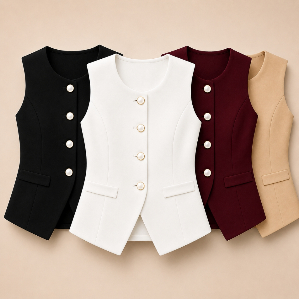 Colete Feminino Elegante Alfaiataria Moderna Casua
