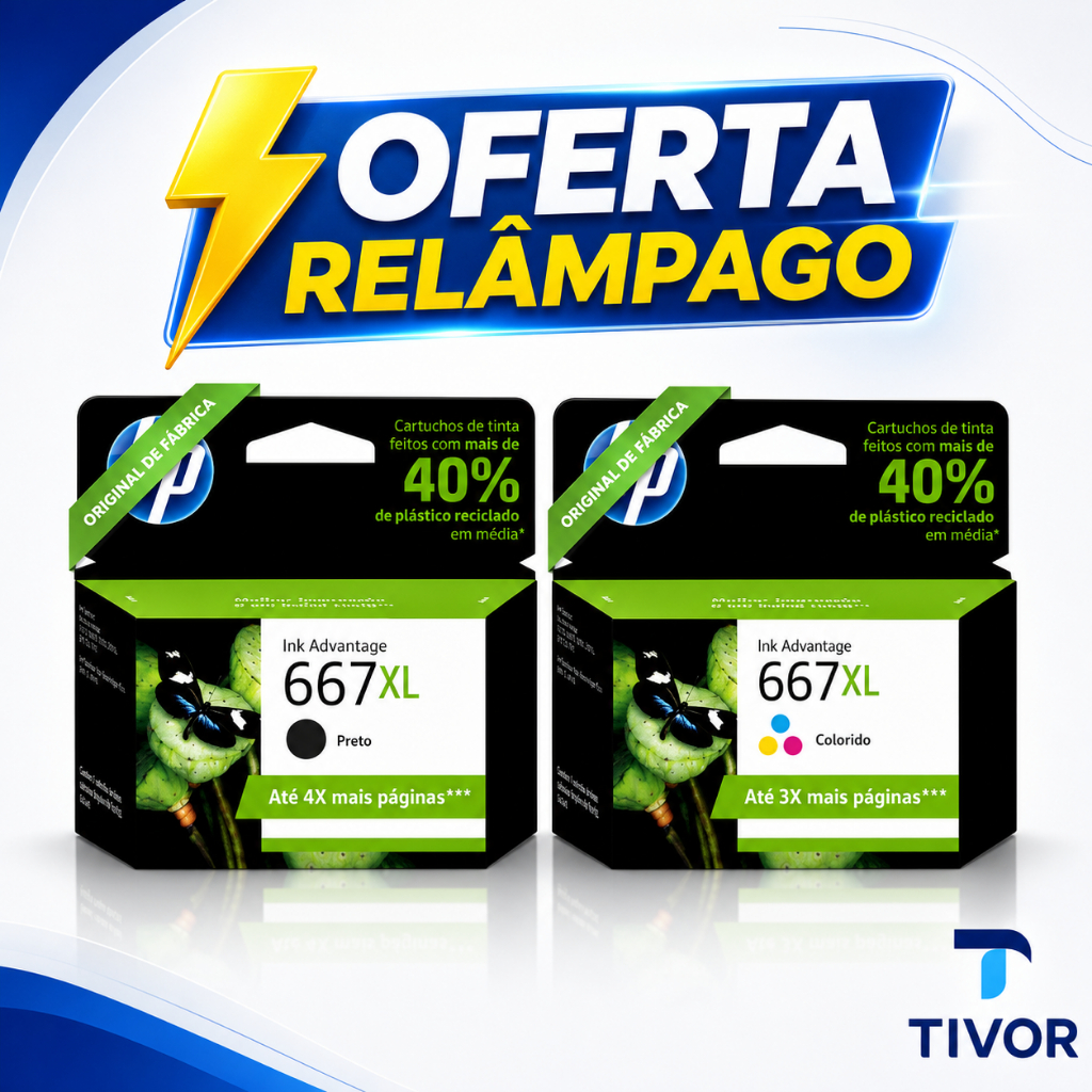 Promoção Kit Cartucho 667XL Original Preto e Col