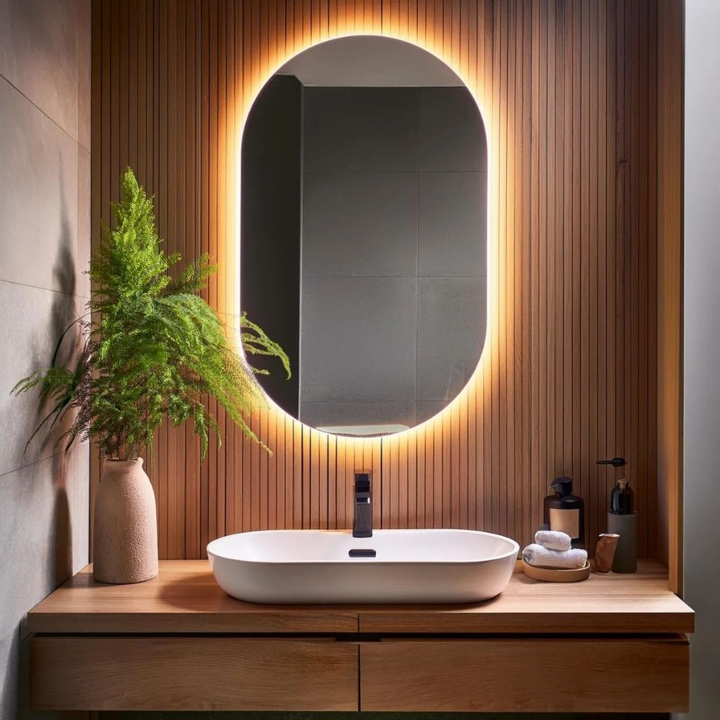 Espelho de vidro Oval 80×50 cm Borda Polida L