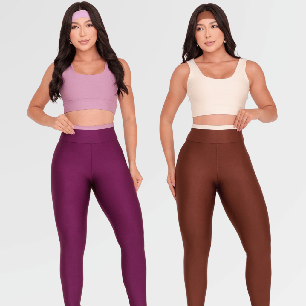 Conjunto Fitness Bicolor Calça Legging Top Alça 
