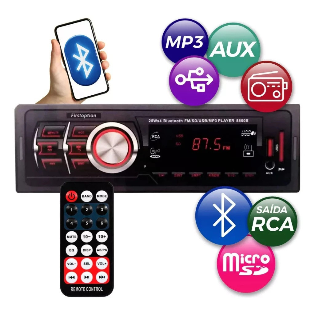 Radio Para Carro Automotivo Bluetooth Potente Melh