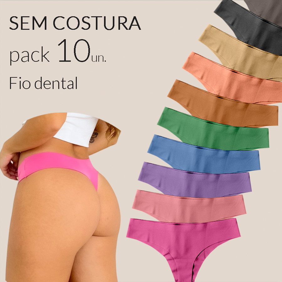 Kit 10 Calcinha Sem Costura Fio Dental Tanga Confo