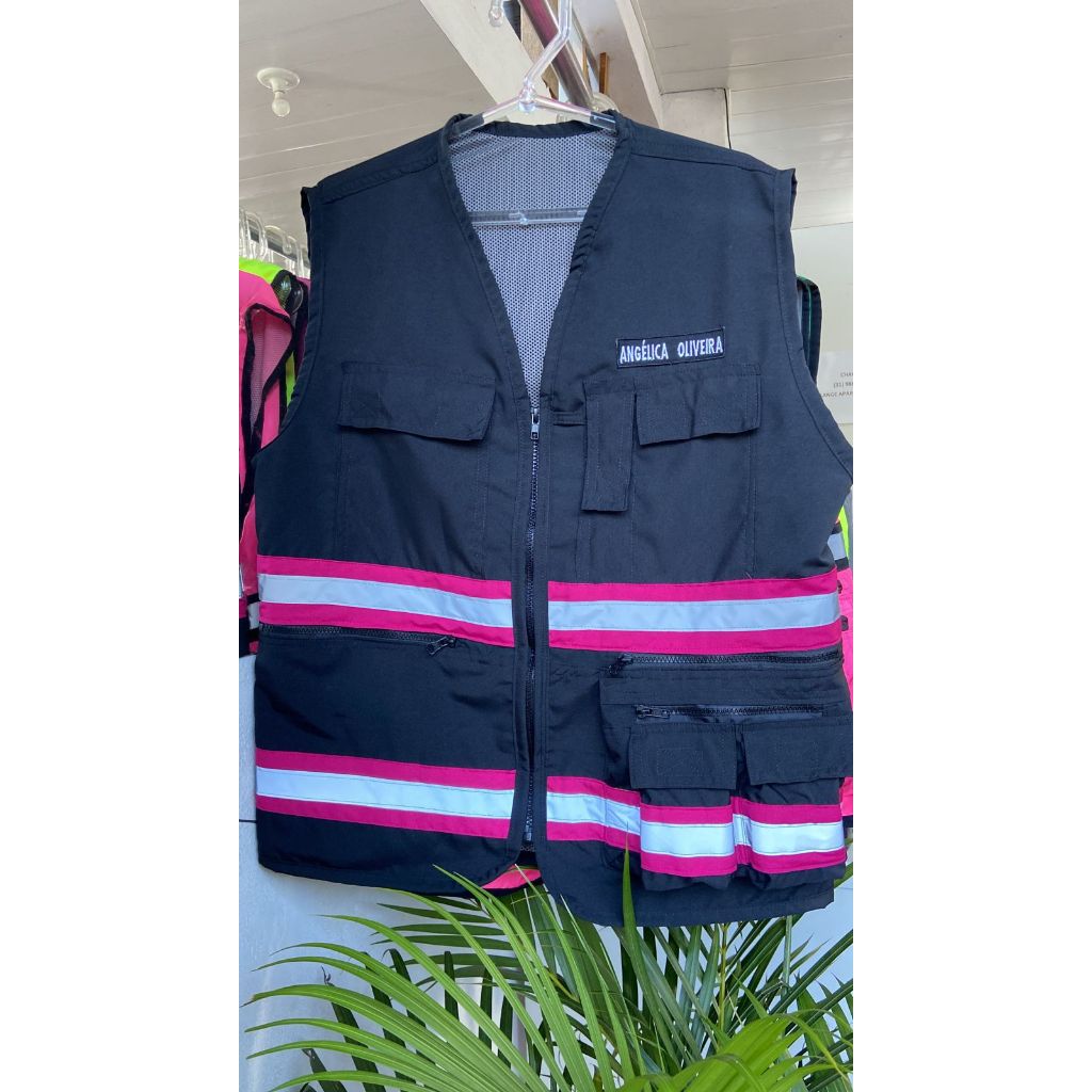 Colete Tactel Faixa Refletiva Bolsos Internos e Ex
