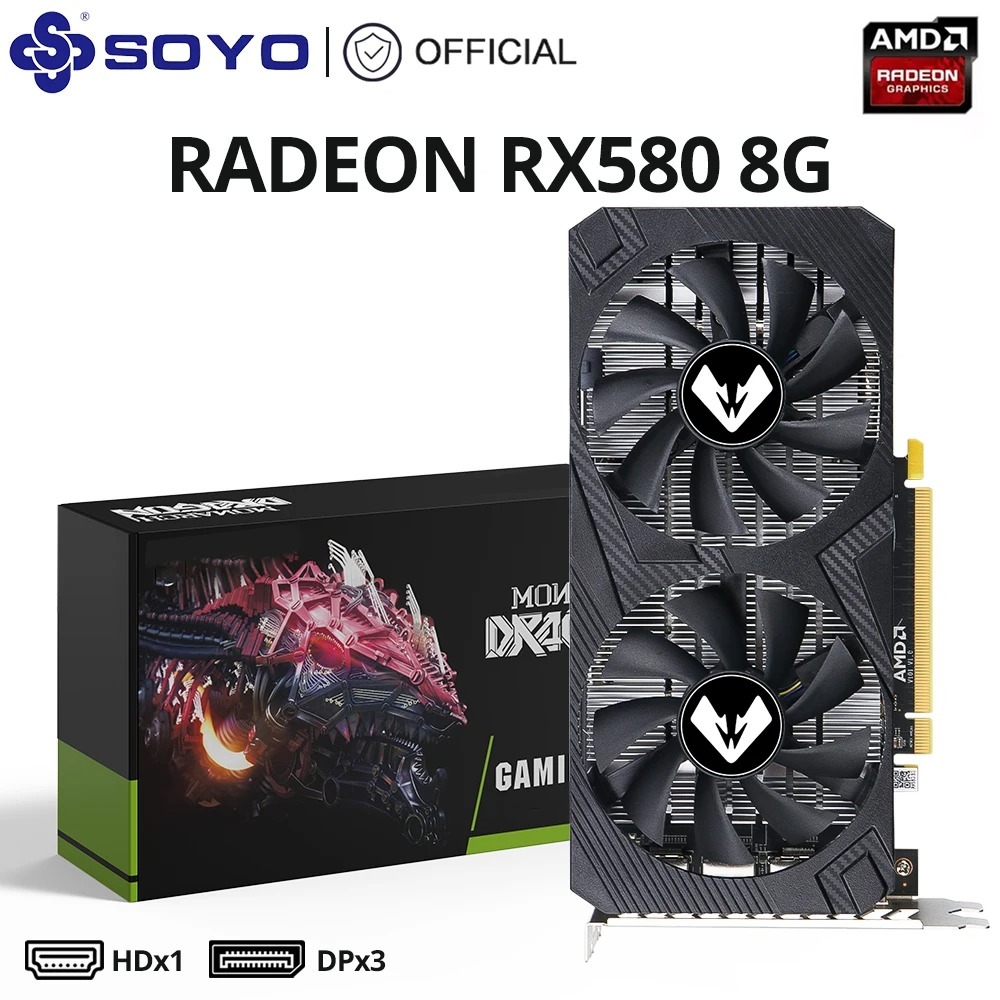 Placa de Vídeo Soyo Radeon RX 580 8GB GDDR5 AMD 2