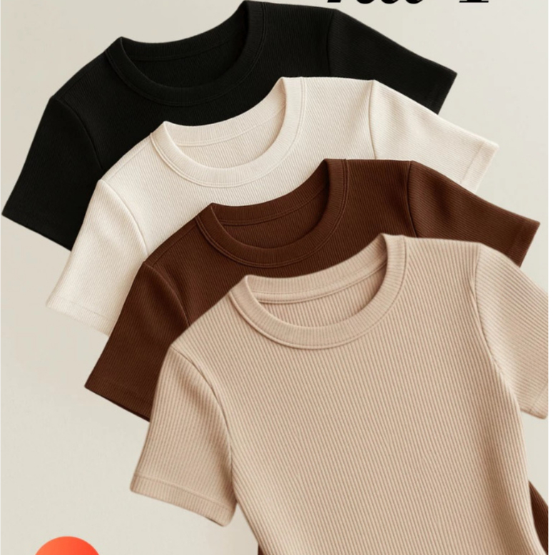 Kit 4 Blusas Feminina Ribana Canelado Básica Casu