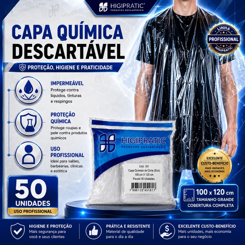 Capa Descartável Grande para Salão 50UN  Cabelei