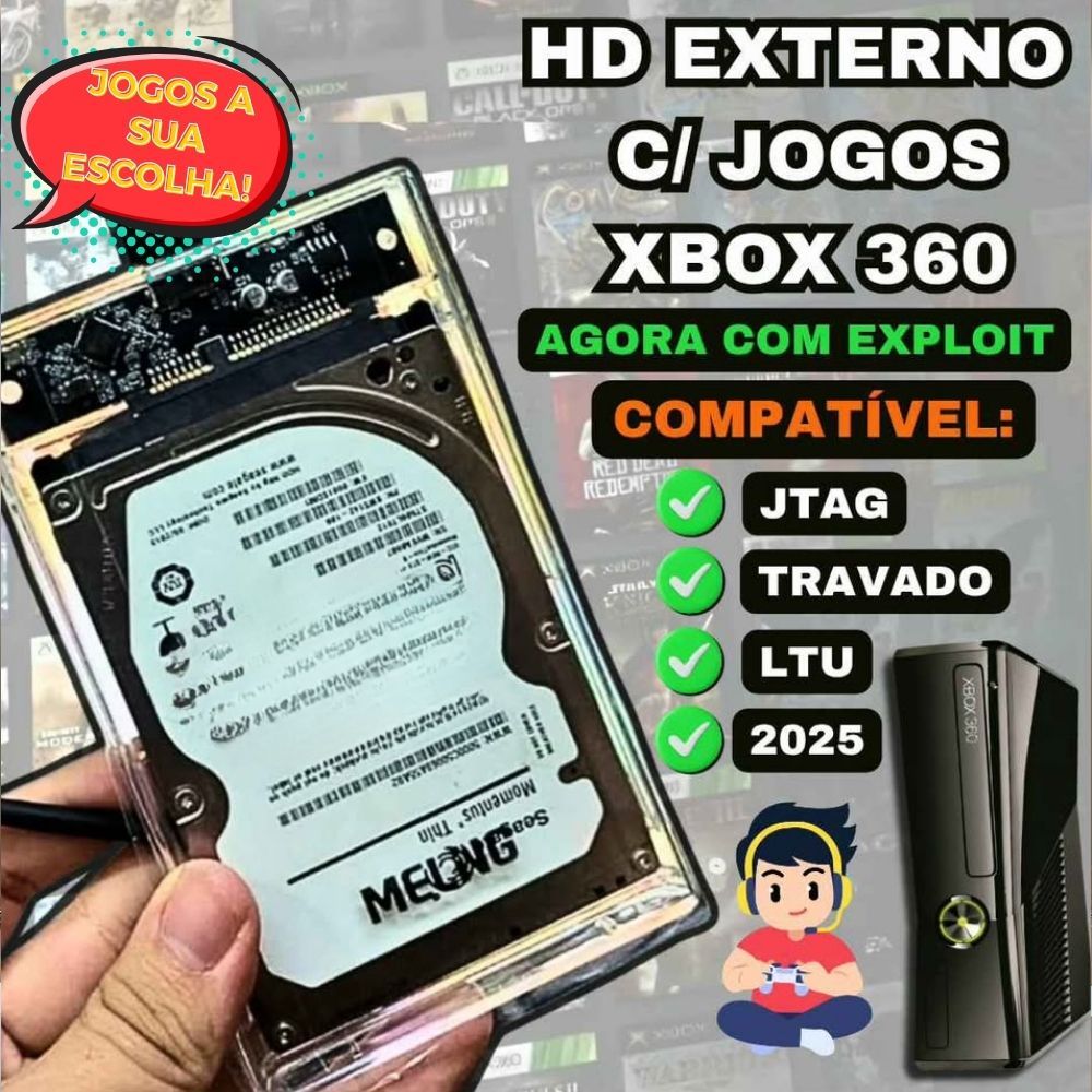HD Externo para Xbox 360 Com Jogos + ABadAvatar + 