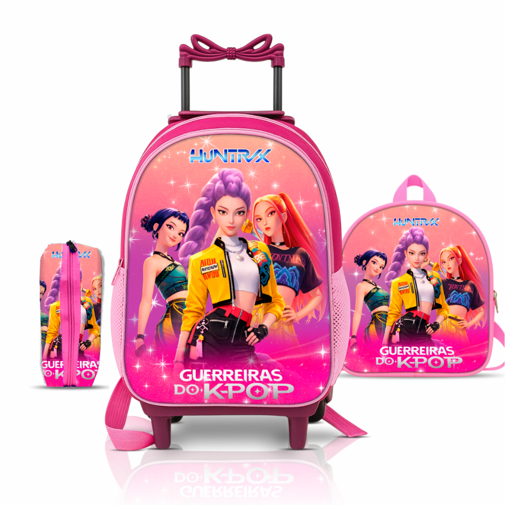 Mochila Escolar Guerreiras Kpop + Lancheira + Esto