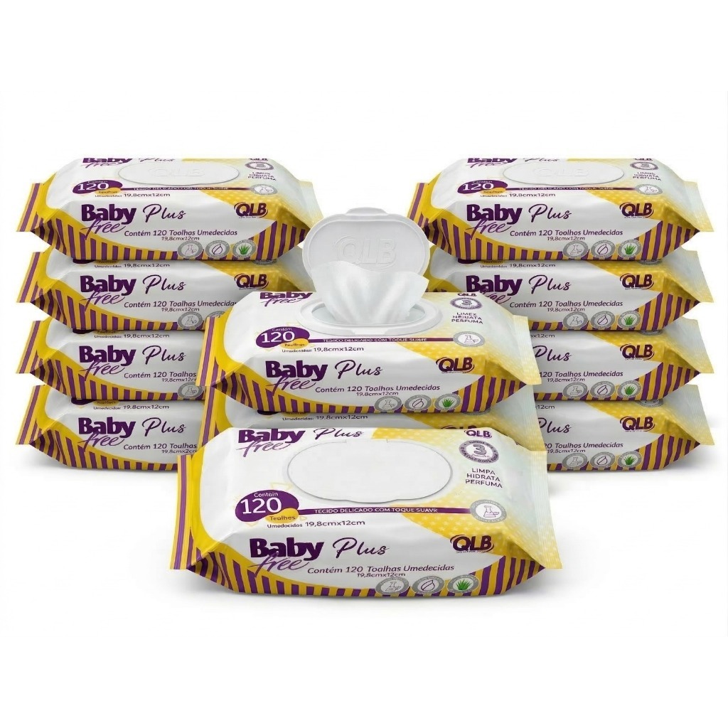 Caixa com 10 Lenços/Toalhas Umedecidas Baby Free 
