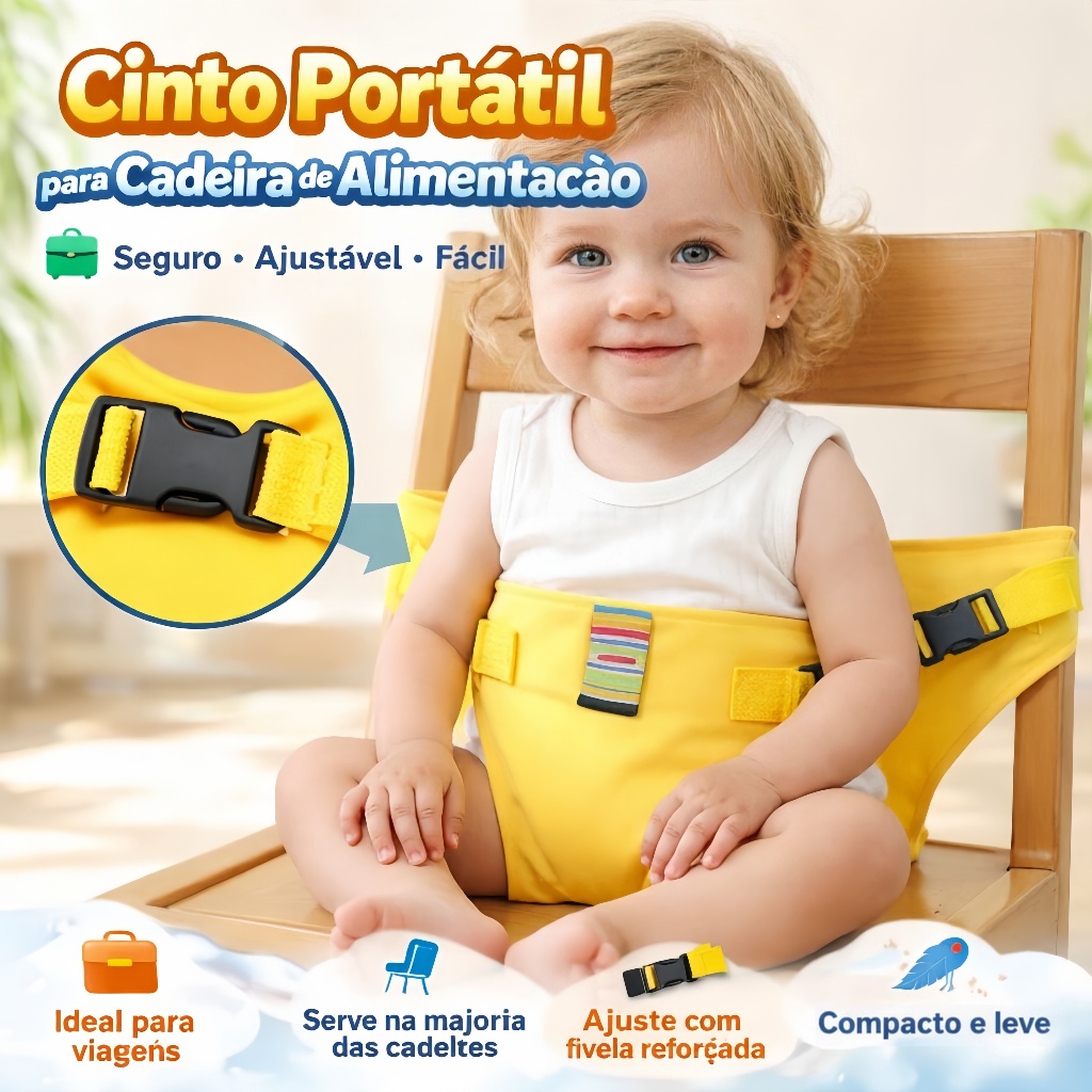 Cinto e assento de segurança portátil e ajustáv
