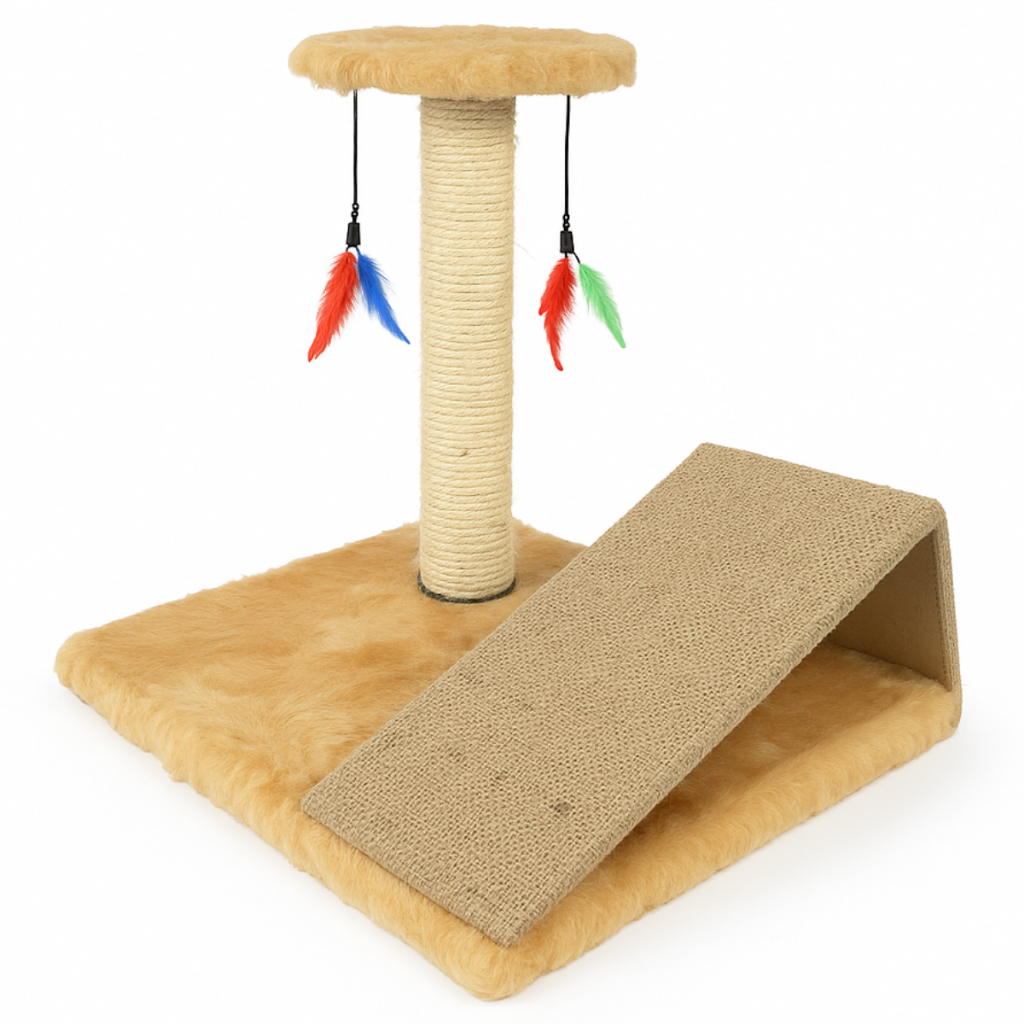 Brinquedo para Gato Arranhador com Pena e Rampa Po