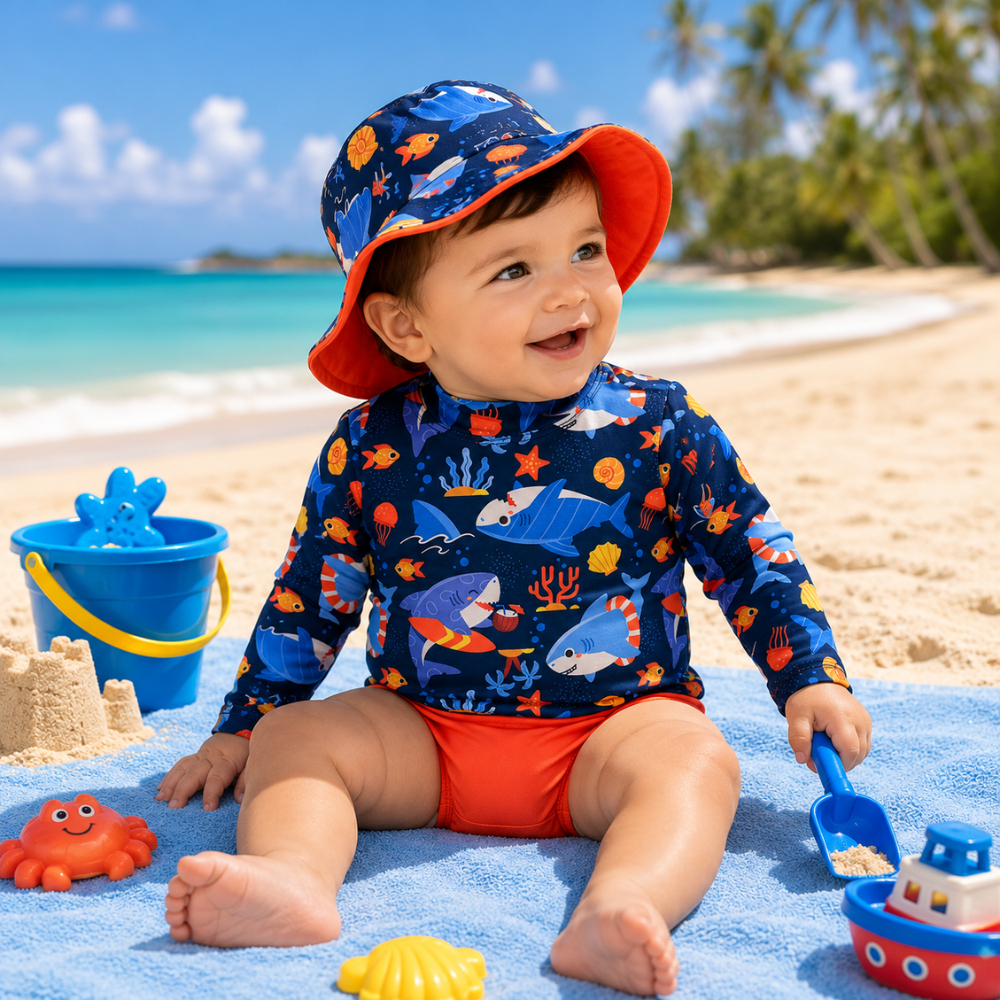 Kit 3 Peças  Moda Praia Bebê e Infantil Menino: 